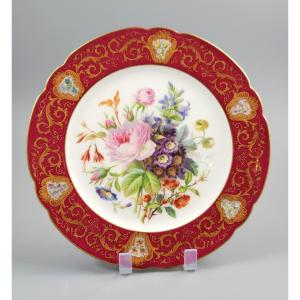 Limoges/paris Porcelain Plate, Sèvres Style, Hand-painted, C.1860