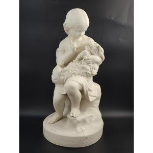 Grande statue en porcelaine Parian « Go to Sleep » Copeland John Durham, Art Union 1862, 47cm