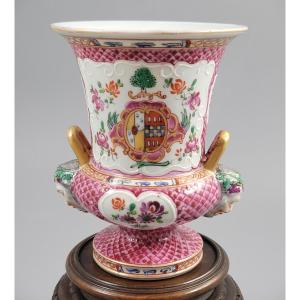 Samson Paris Porcelain Vase With Bacchic Mask Handles, C.1870