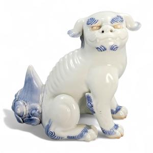 Hirado Porcelain Karashishi (lion Dog), Blue And White, Edo–meiji Period, Japan C. 1840–1880