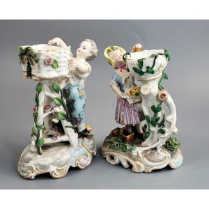 Pair Of Volkstedt Porcelain Sweetmeat Figures, Thuringia, C.1880