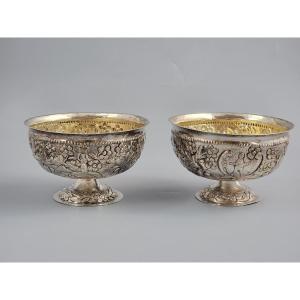 Pair Of Burmese High-grade Silver Bowls, Mandalay, C.1900 – Tested 900+