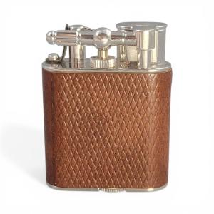 Alfred Dunhill For Purdey Gas Storm Lighter With Chequered Tan Leather Case