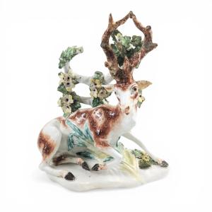 Derby Porcelain Stag Figure With Bocage, England, C.1755-1765