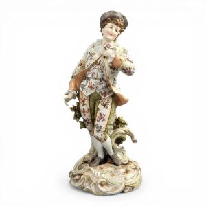 Volkstedt Porcelain Figure Of A Young Gallant, Triebner Ens & Eckert C. 1880