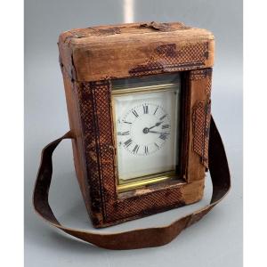 Pendule de voyage Henri Jacot Paris, 8 jours, sonnerie, avec coffret d’origine