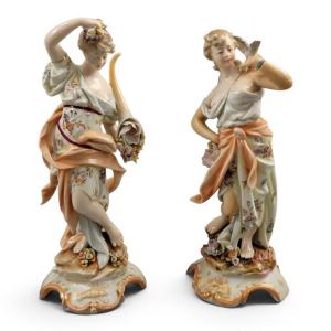 Christian Nonne Volkstedt Porcelain Spring And Autumn Pair C.1780–1800