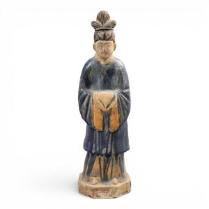 Figure funéraire chinoise en céramique émaillée sancai, dynastie Tang, vers VIIe–VIIIe siècle