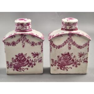 Pair Of Juwc 1897 (united Wilson) Chinese Porcelain Tea Caddies In The Meissen Style