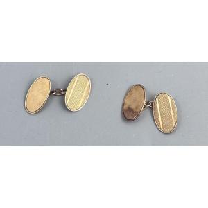 Paire de boutons de manchette ovales en or 9 carats à maillon-chaîne par Steele & Dolphin