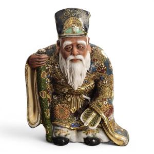 Japanese Meiji Kutani Figure Of Jurojin, God Of Longevity, C. 1880–1910