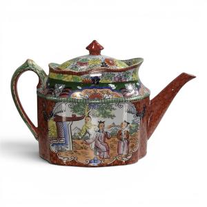 Mason’s Patent Ironstone Red Scale Conversation New Oval Teapot C.1820–1830