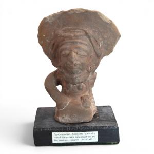 Large Pre-columbian Jama-coaque Seated Female Figure C.100 Bc–500 Ad
