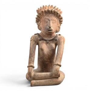 Grande figure décorative de style Jama-Coaque en terre cuite, XXe siècle