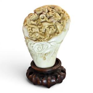 Chinese Shoushan Stone Dragon Scholar’s Object, Late 19th / Early 20th C.
