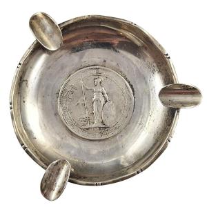 Lee Yee Hing Sterling Silver Coin-inset Ashtray With Trade Dollar, C.1920