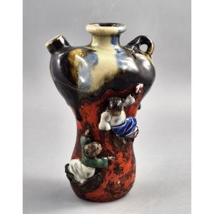 Japanese Sumida Gawa Vase In The Tradition Of Inoue Ryosai Meiji-taishō Period (circa 1900-1920)