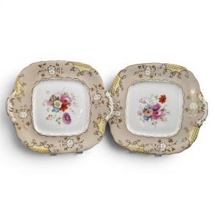 Paire de plats à dessert Coalport attribués à Jabez Aston, vers 1835–1845