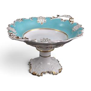 Coalport, coupe sur pied en porcelaine turquoise, vers 1840–1850