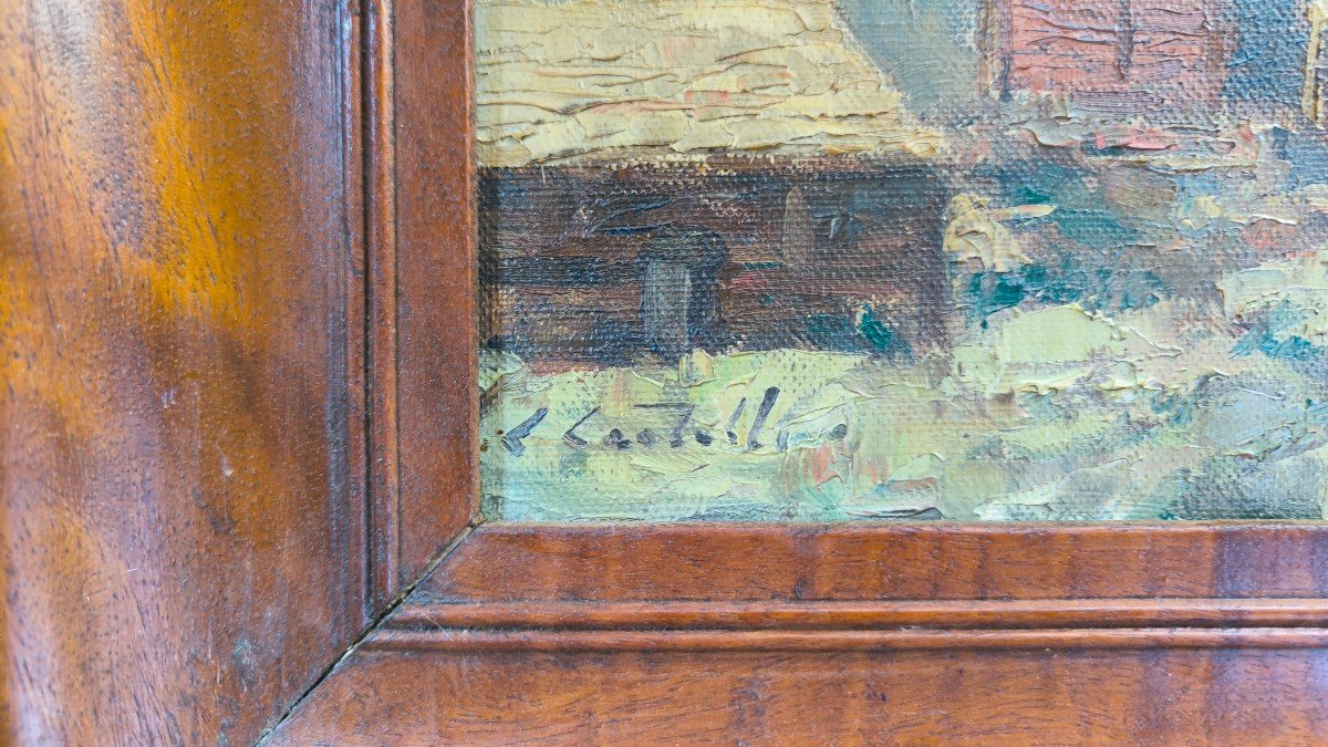 Oil On Canvas "the Matterhorn Seen From The Village" 39.5 X 26 Cm-photo-4