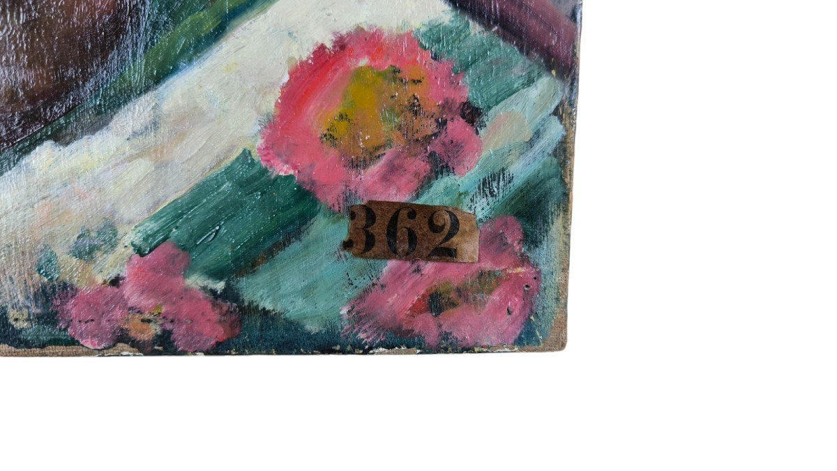 Huile sur toile "bouquet de fleurs" 61 X 43 cm-photo-1
