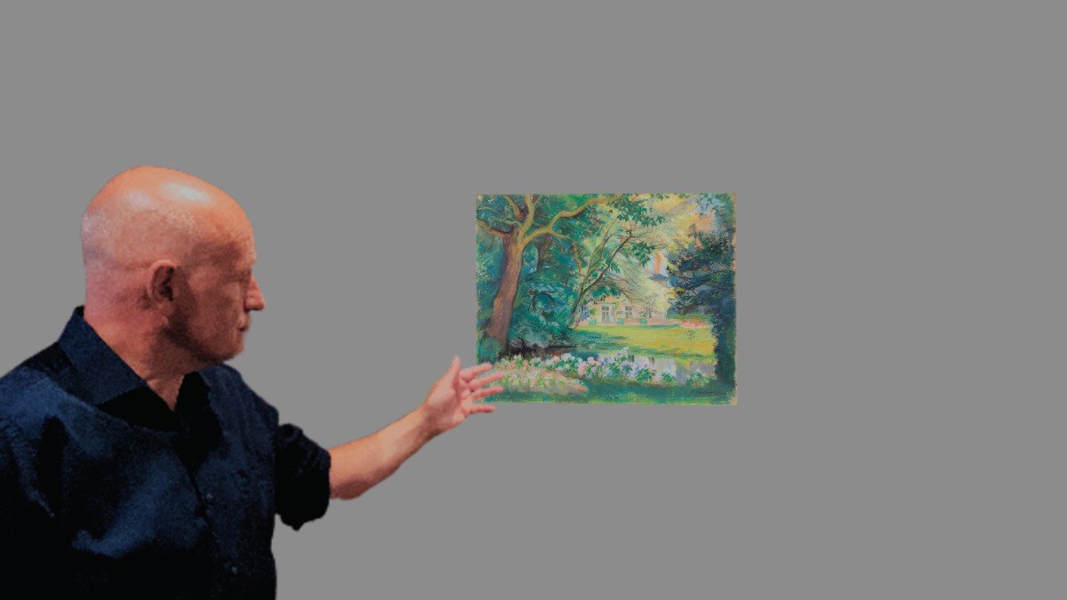 Pastel And Gouache On Paper "the Castle Park" 46.3 X 37.5 Cm-photo-4