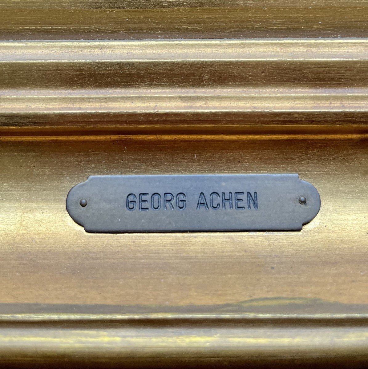 Georg Nikolaj Achen. Huile sur carton préparé "intérieur bourgeois" 30,5 X 24,5 Cm-photo-1
