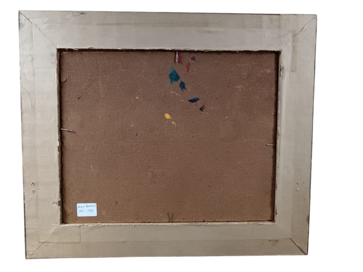 Jacques Boussard. Huile sur panneau d'isorel "les barques amarrées" 38,5 X 31 Cm-photo-3