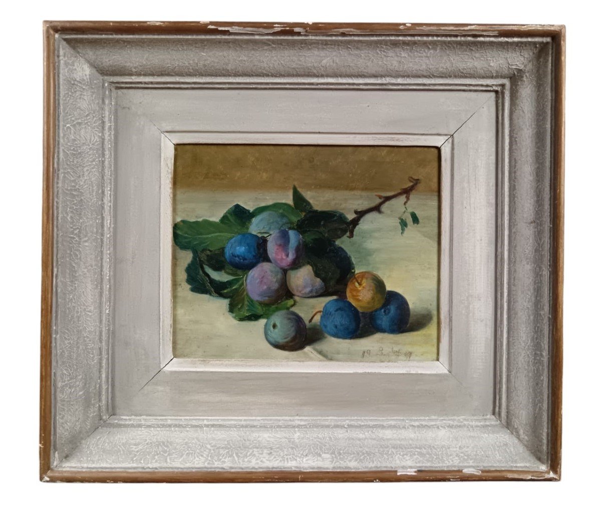 Ecole impressionniste. Huile sur panneau d'acajou "les belles prunes" 27 X 22 Cm