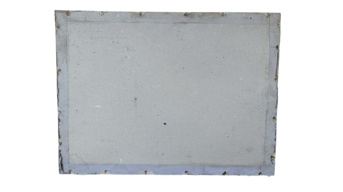 Ecole néo-Impressionniste. Huile sur toile "intérieur bourgeois vu du parc" 51,5 X 38,5 Cm-photo-4