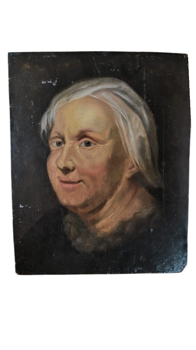 Dutch School. Oil On Panel "portrait Of A Woman" 31 X 25.2 Cm