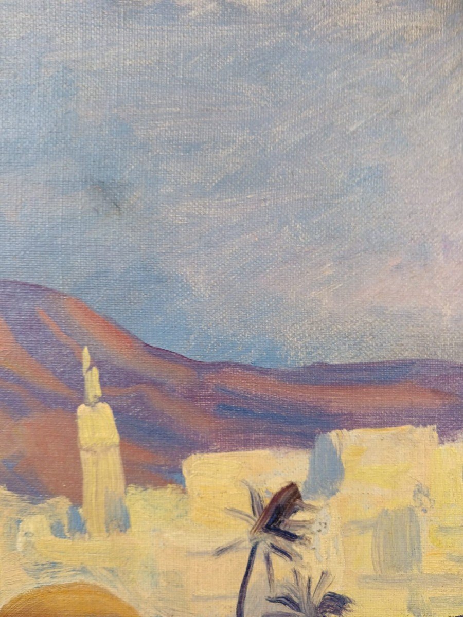 Ecole orientaliste. Huile sur panneau "mère berbère et son enfant" 61 X 49,5-photo-4