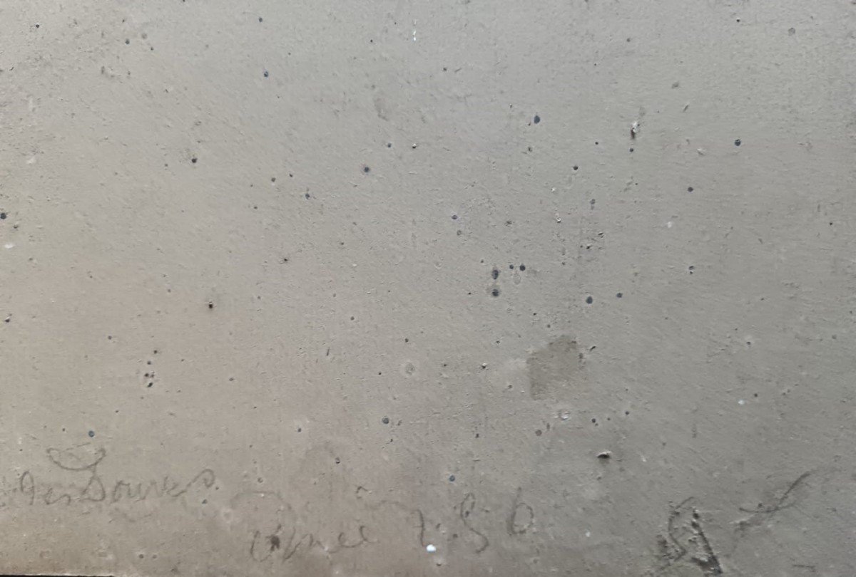 Ch. Picard. Huile sur carton "vapeur devançant un bateau de pêche" 40,8 X 32,1 Cm-photo-2