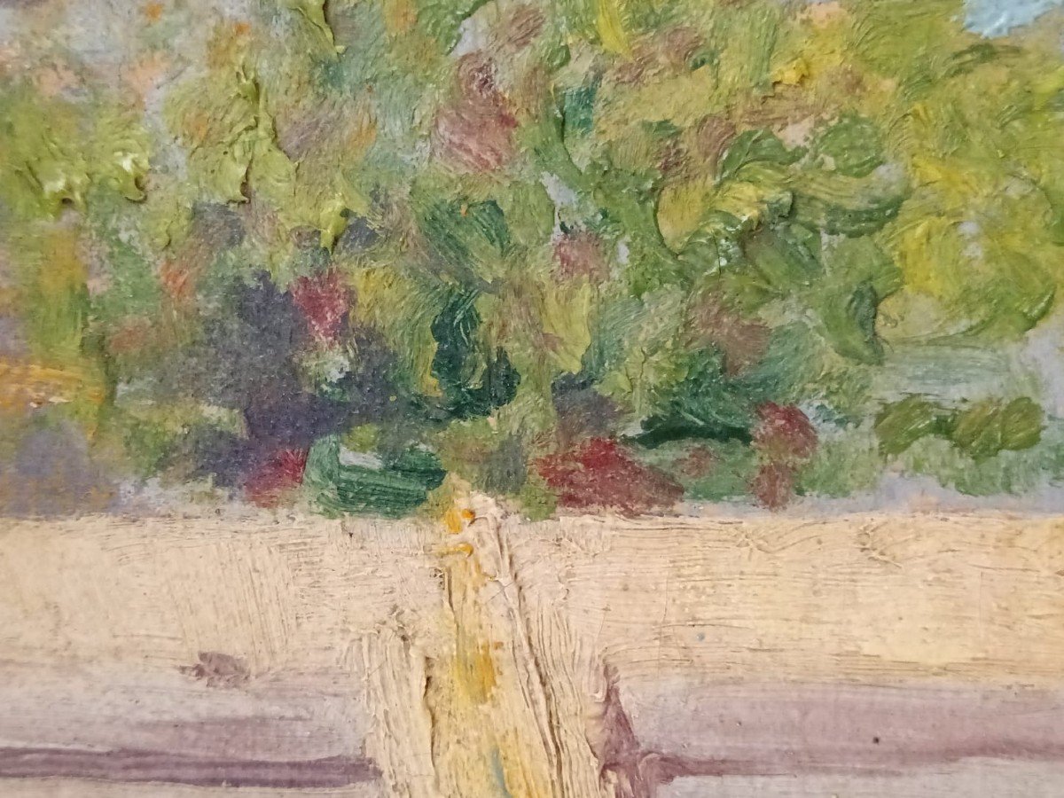 Georges Maury. Oil On Canvas "the Arrival Of The Stagecoach" 46 X 38 Cm-photo-7