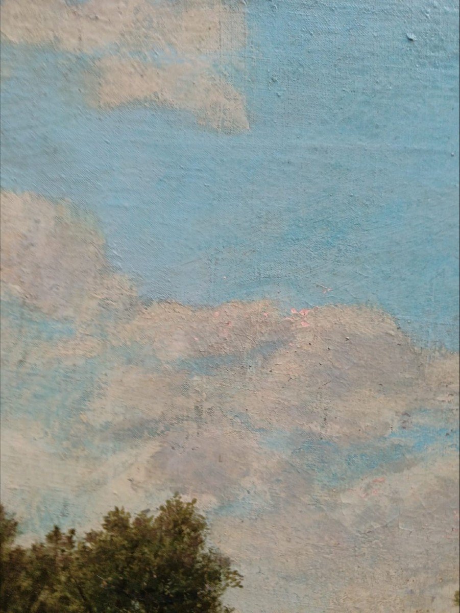 Jean-Jean Cornu. Huile sur toile "petite pose au bord de l'eau" 100,8 X 62,5 Cm-photo-8