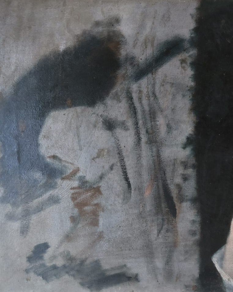 Oil On Canvas "study Of A Young Girl In Profile" 66.5 X 40.5 Cm-photo-3