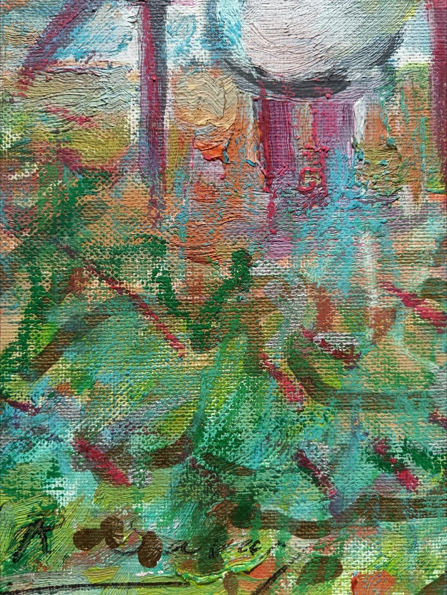 Robert Savary. Huile sur toile "l'atelier Savary peignant à l'automne" 65 X 54,3 Cm-photo-4