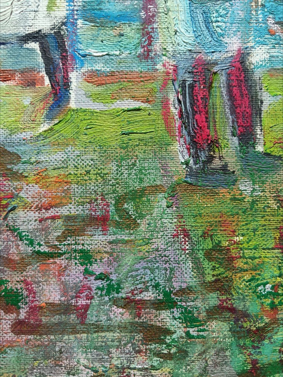 Robert Savary. Huile sur toile "l'atelier Savary peignant à l'automne" 65 X 54,3 Cm-photo-2
