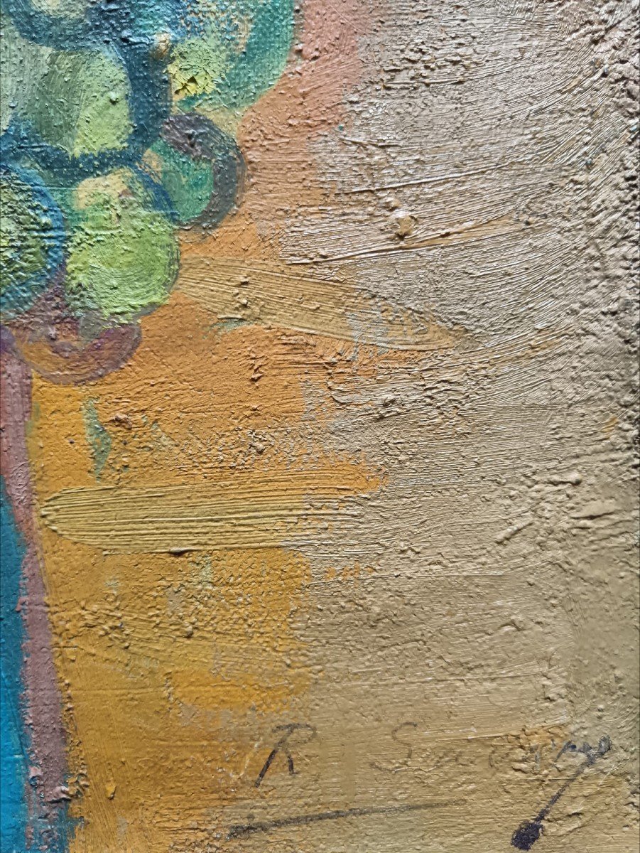 Robert Savary. Oil On Canvas "the Basket" 65 X 50 Cm-photo-3