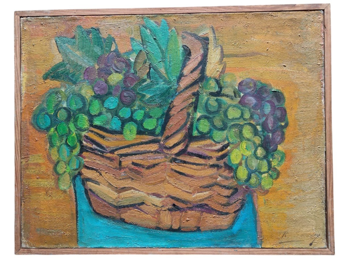 Robert Savary. Oil On Canvas "the Basket" 65 X 50 Cm