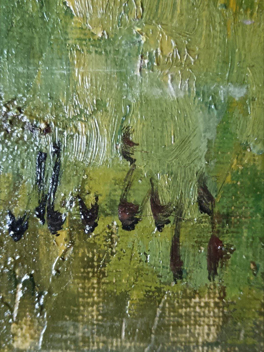 Béguinage. Huile sur toile "l'entrée du Béguinage, Bruges" 75,5 X 60,5 Cm-photo-1
