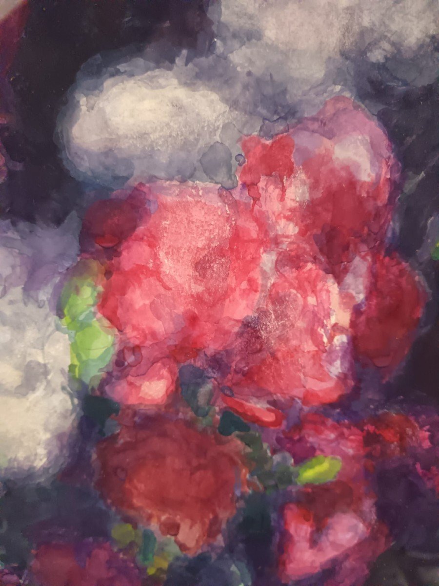 Frans De Geetere. Watercolor On Paper "the Beautiful Bouquet" 39.8 X 31.7 Cm-photo-2