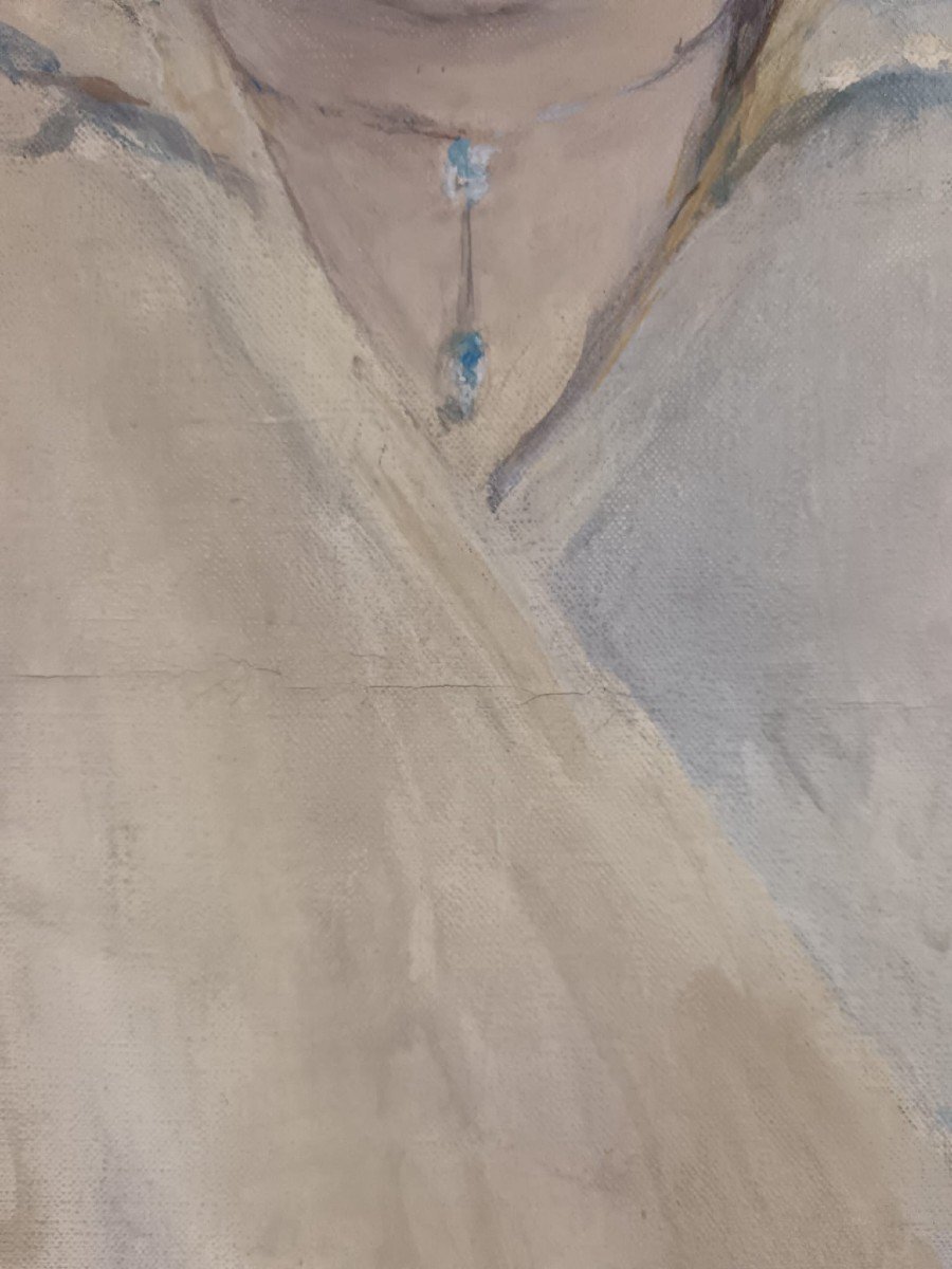 Madeleine Grégoire. Oil On Canvas "sitting In The Park" 81 X 65 Cm-photo-6