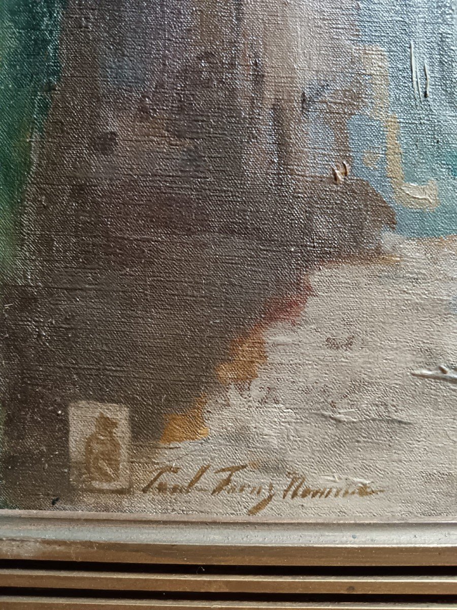 Franz Namur. Huile sur toile "les Jardins de Tivoli" 81 X 65 Cm-photo-2