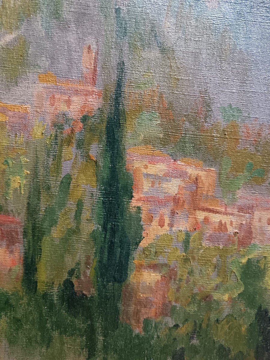 Franz Namur. Huile sur toile "les Jardins de Tivoli" 81 X 65 Cm-photo-2