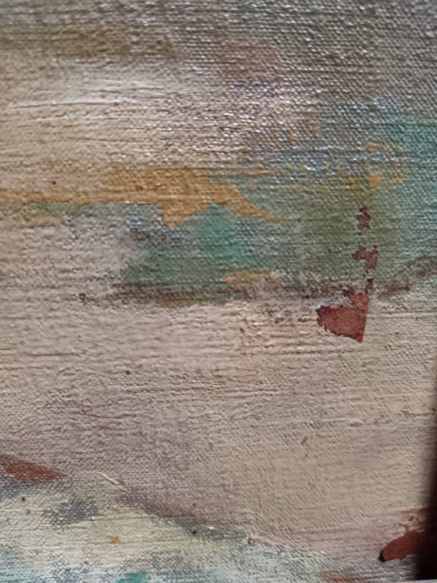 Franz Namur. Huile sur toile "les Jardins de Tivoli" 81 X 65 Cm-photo-3