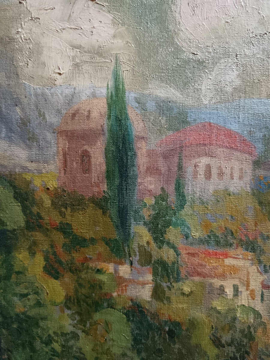 Franz Namur. Huile sur toile "les Jardins de Tivoli" 81 X 65 Cm-photo-7