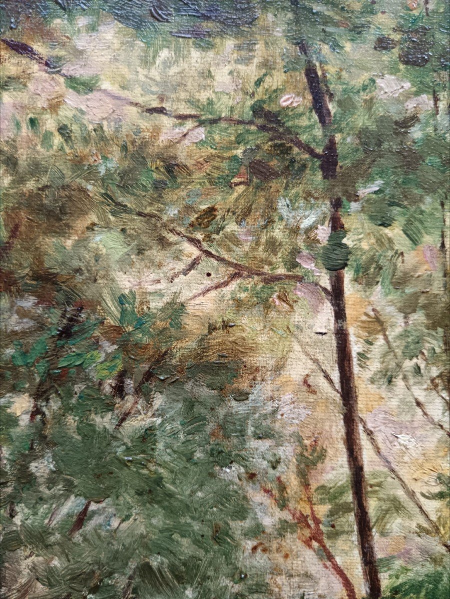 Huile sur toile "le petit canal de bois qui déborde" 61,5 X 46,7 Cm-photo-6