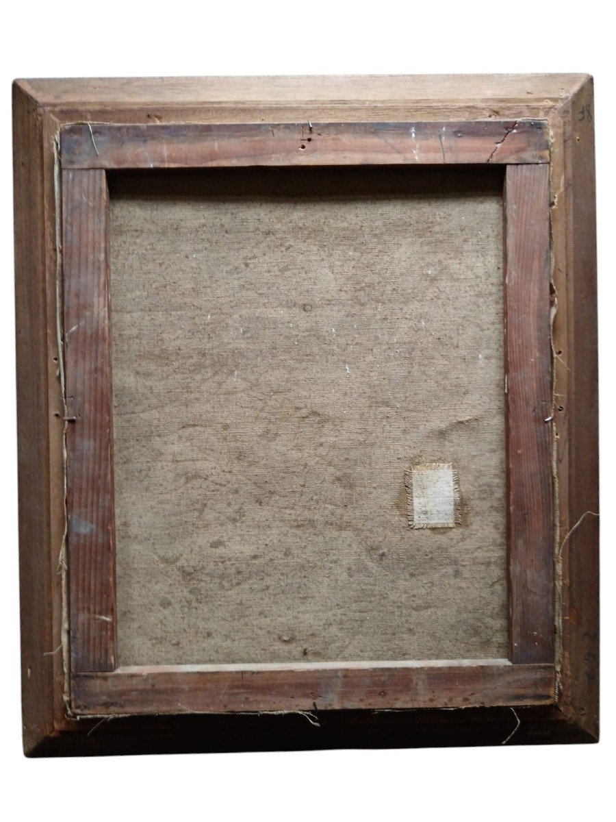 Ecole Nabi. Huile sur toile "Jésus rencontre les femmes de Jérusalem qui pleurent" 46 X 38 Cm-photo-2