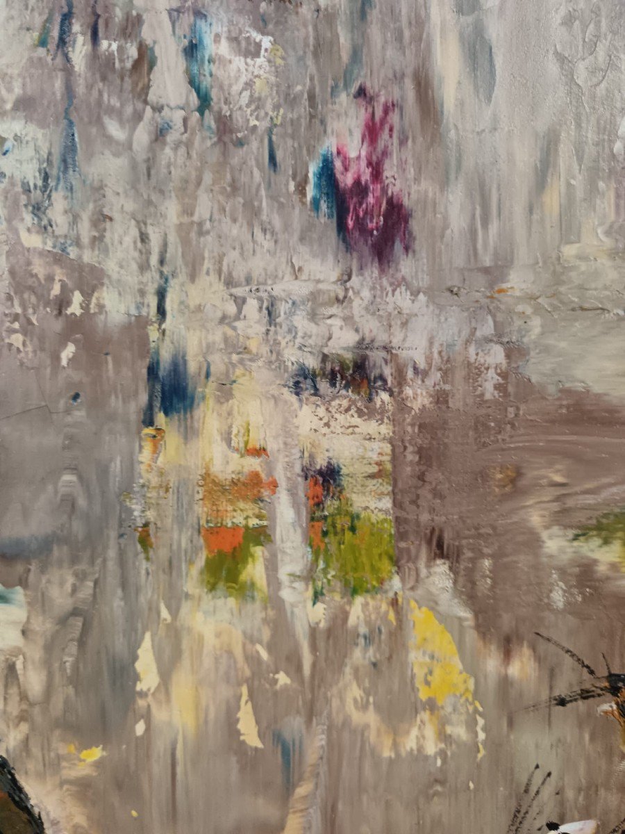 Nature morte. Huile sur toile "les cuivres à astiquer" 60 X 92 Cm-photo-2